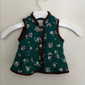Janie and Jack Baby Girls Emerald Eyes Floral Quilted Peplum Vest